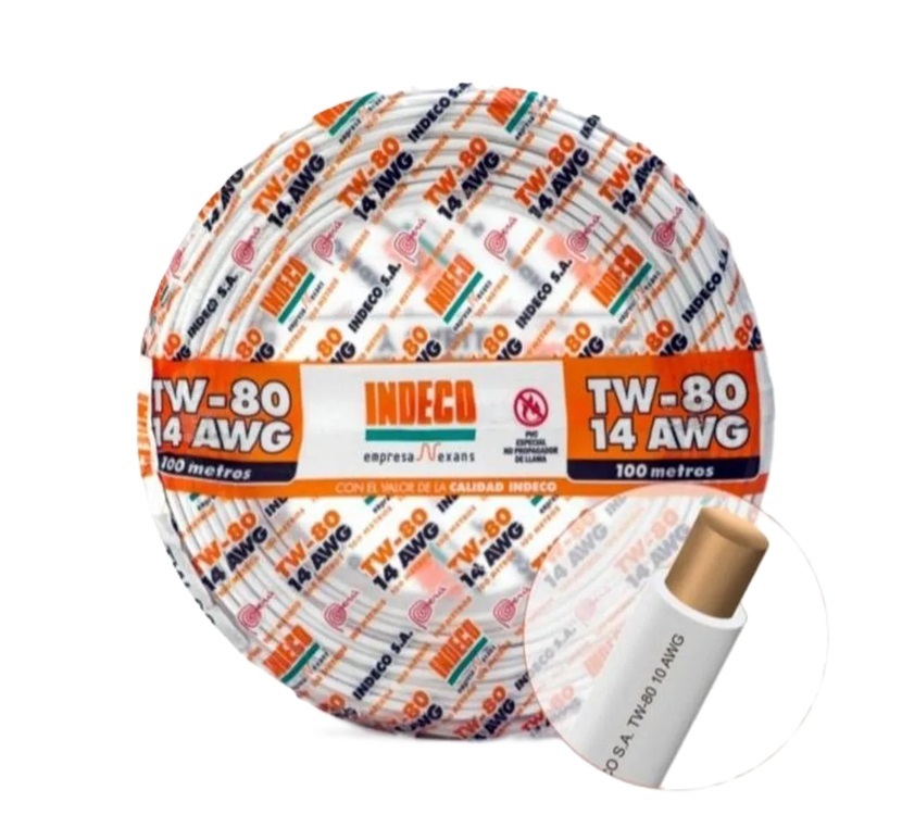 CONDUCTOR ELECTRICO ESTRIADO 750V PVC 10AWG BLANCO TW-80 + PLUS