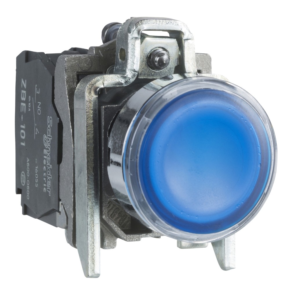 PULSADOR LUMIN. RASANTE METAL AZUL 22MM 24VAC/DC C/LED 1NA+1NC HARMONY XB4BW36B5