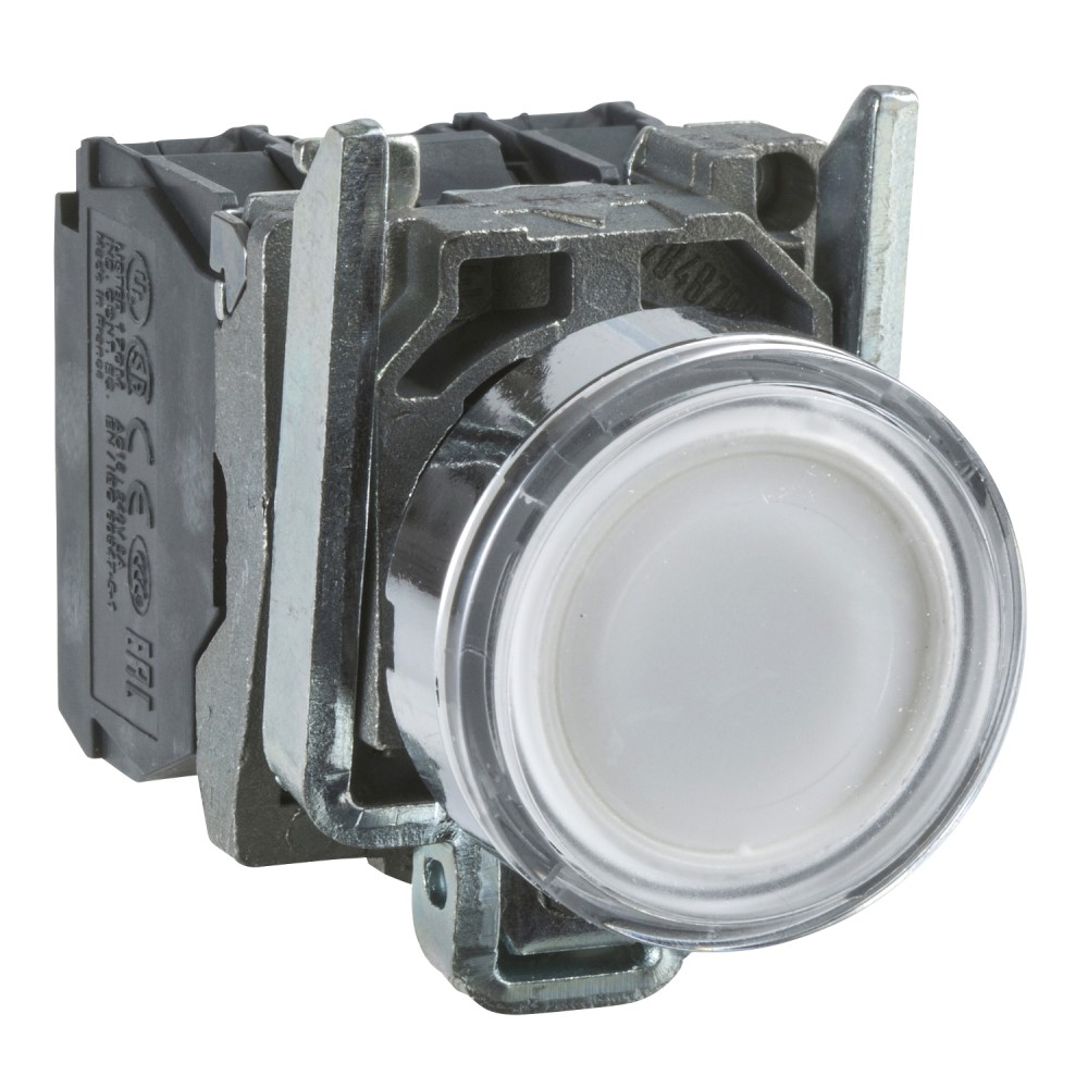 PULSADOR LUMIN. RASANTE METAL BLANCO 22MM 110-120VAC C/LED 1NA+1NC HARMONY XB4BW31G5