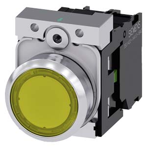PULSADOR LUMIN. RASANTE METAL AMARILLO 22MM 110VAC C/LED 1NA SIRIUS 3SU11530AB301BA0