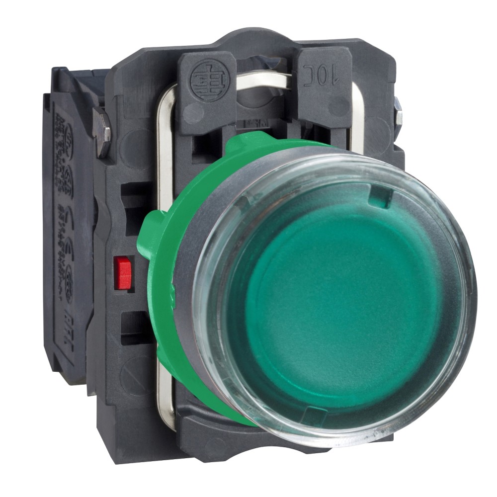 PULSADOR LUMIN. RASANTE PLAST VERDE 22MM 24VAC/DC C/LED 1NA+1NC HARMONY XB5AW33B5