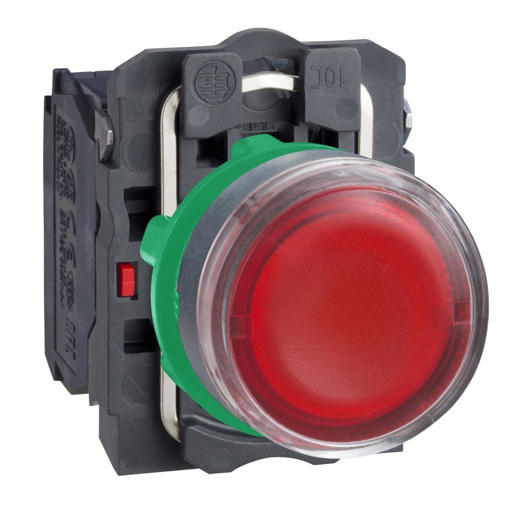 PULSADOR LUMIN. RASANTE PLAST ROJO 22MM 220-240VAC C/LED 1NA+1NC HARMONY XB5AW34M5