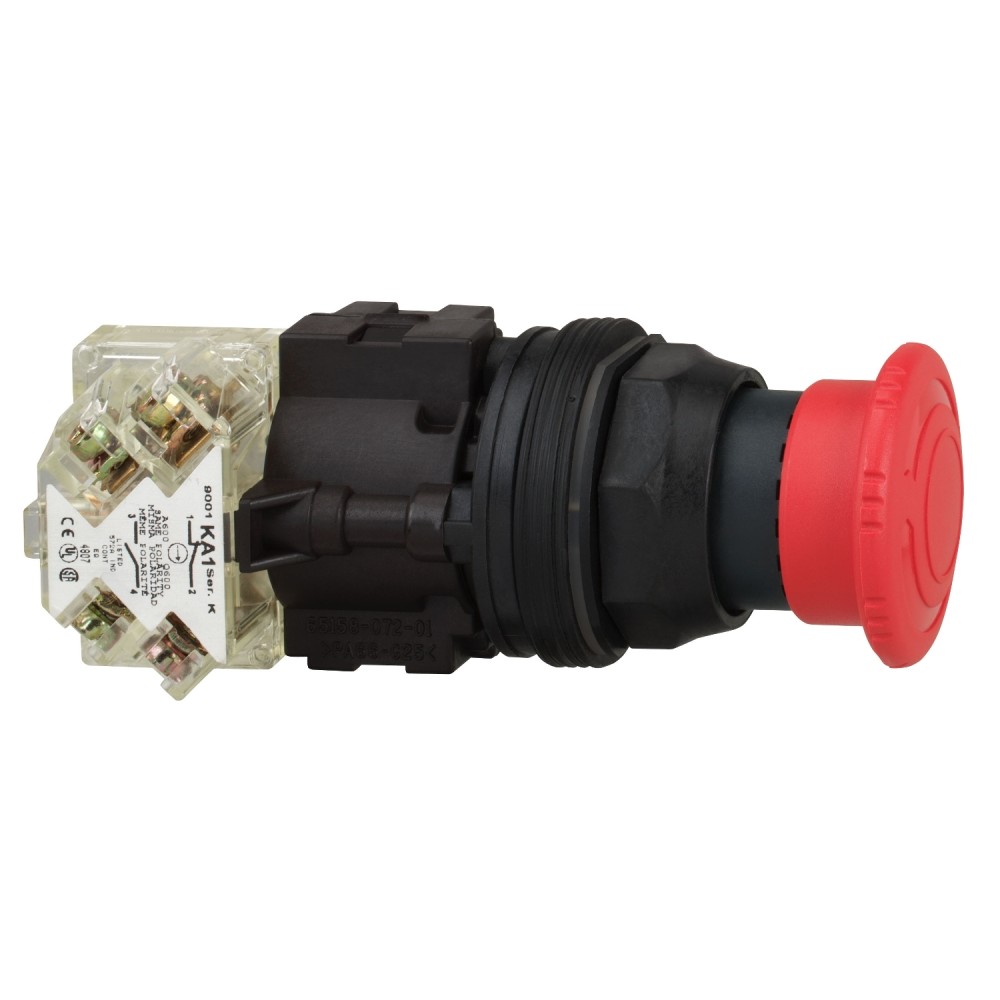 PULSADOR PARADA EMERG HONGO 40MM ROJO 30MM 1NA+1NC HARMONY 9001KR16H13