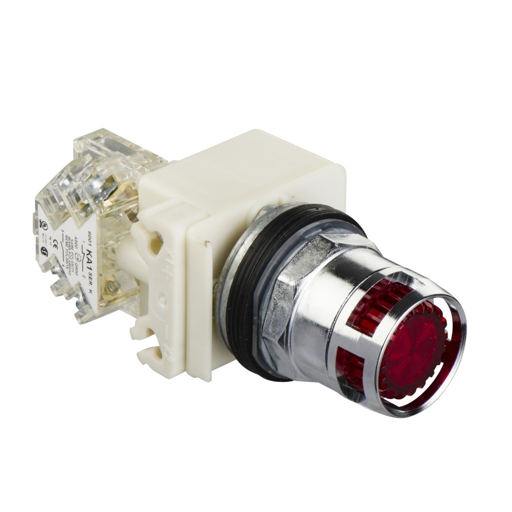 PULSADOR LUMIN. RASANTE METAL ROJO 30MM 120VAC/DC C/LED 1NA+1NC HARMONY 9001K3L38LRRH13