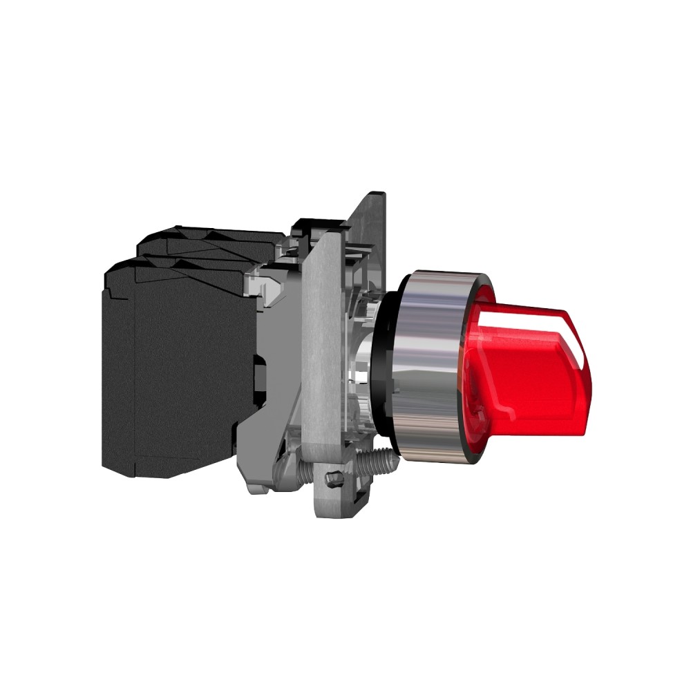 SELECTOR LUMIN. MANETA CORTA 2 POSIC METAL ROJO 22MM 1NA+1NC HARMONY XB4BK124G5