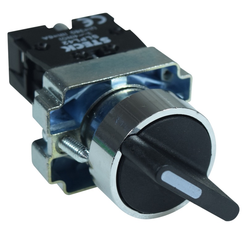 SELECTOR MANETA CORTA 2 POSIC METAL NEGRO 22MM 1NA SLMM8D010