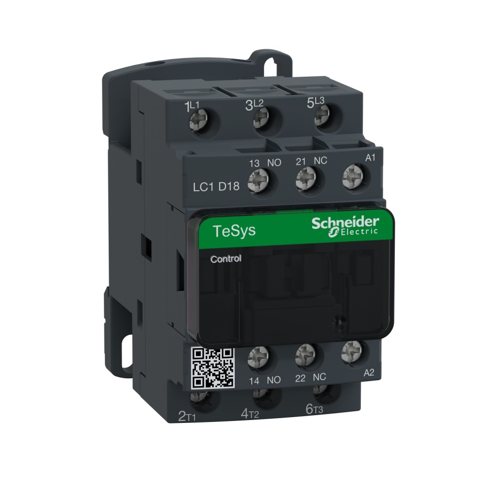 CONTACTOR POTENCIA MAGNETICO 3P 18A AC3 24VAC 1NA+1NC TESYS  LC1D18B7