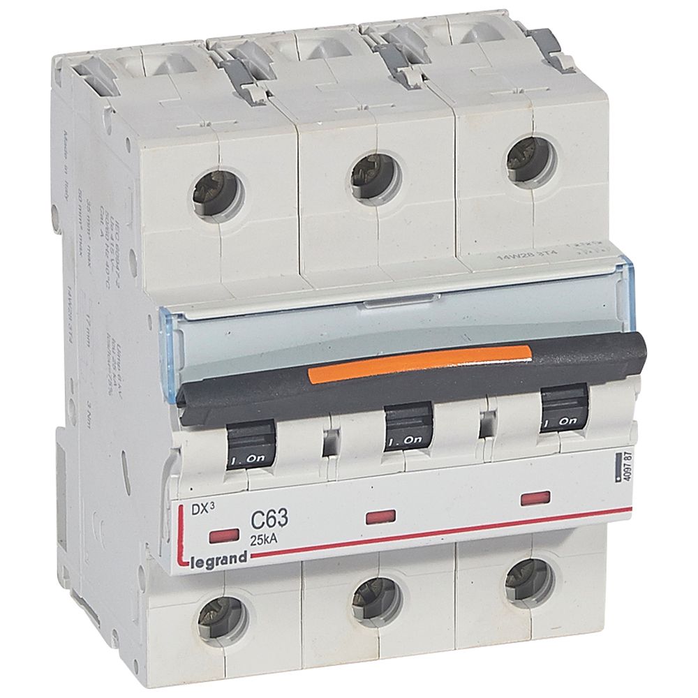 INTERRUPTOR AUT RIEL 3P 63A 400VAC CURVA C 25KA DX3 409787