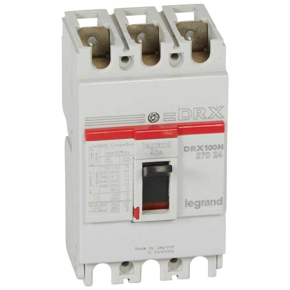 INTERRUPTOR AUT CAJA MOLD 3P FIJO 40A 20KA 380/415VAC DRX125 027024