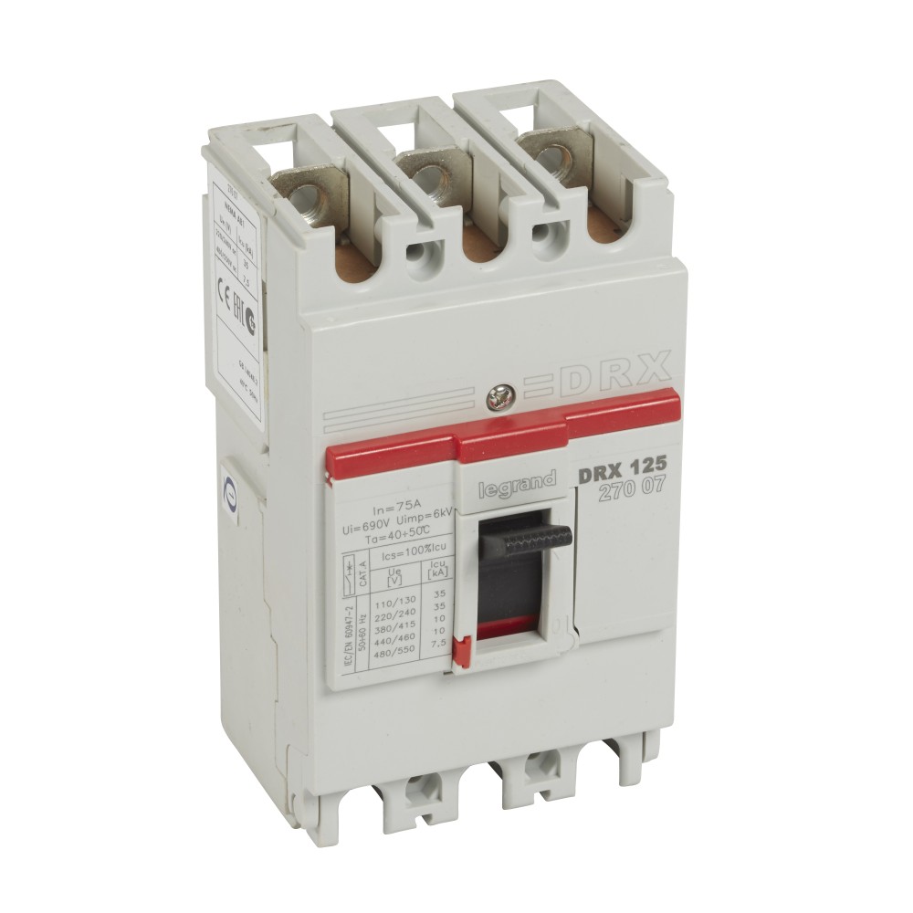 INTERRUPTOR AUT CAJA MOLD 3P FIJO 75A 10KA 415VAC DRX125 027007