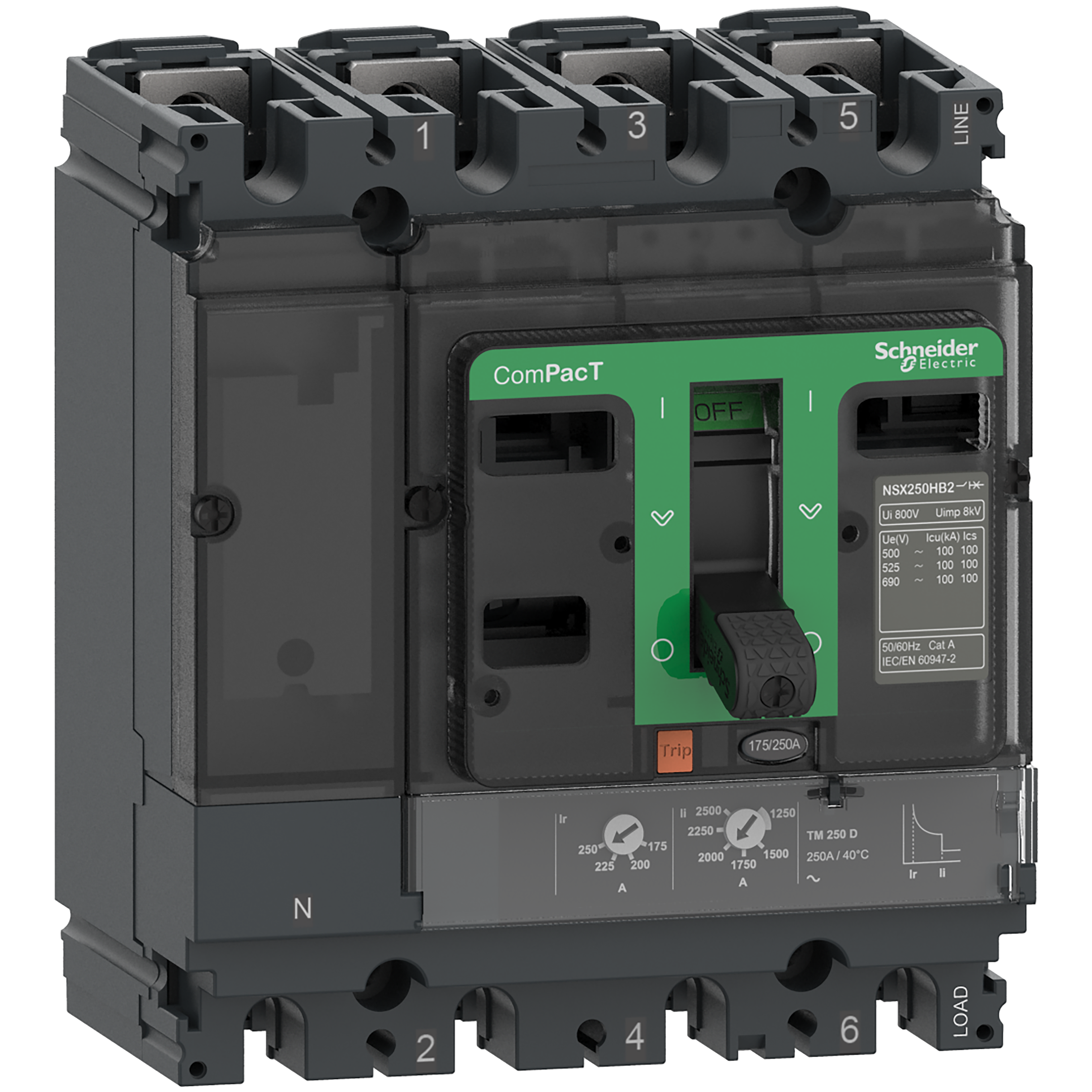 INTERRUPTOR AUT CAJA MOLD 4P REGUL 25A 36KA 415VAC TMD NSX100F C10F4TM025