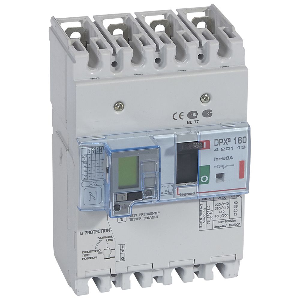 INTERRUPTOR TERMOMAG DIFERENCIAL 4P 63A 400VAC 36KA C/PANTALLA LCD DPX3 420113