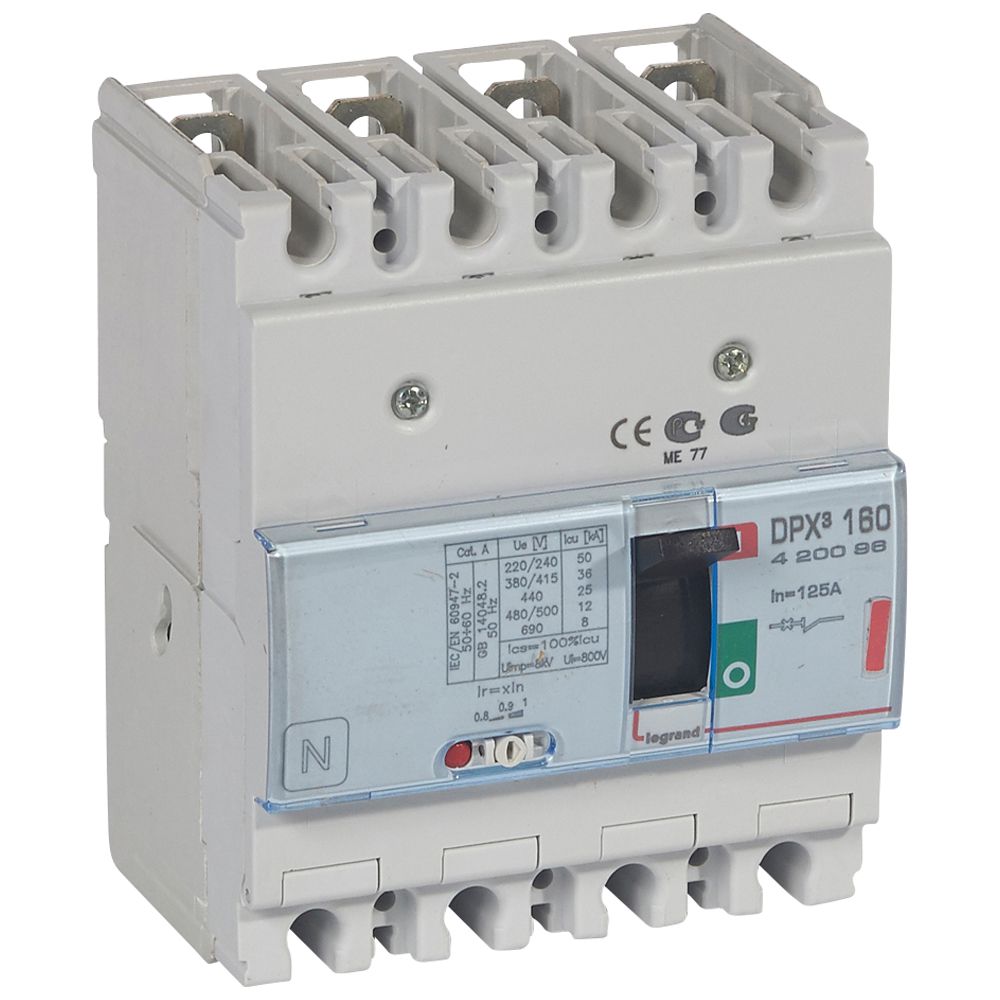 INTERRUPTOR AUT CAJA MOLD 4P REGUL 100-125A 36KA 415VAC DPX3 160 420096