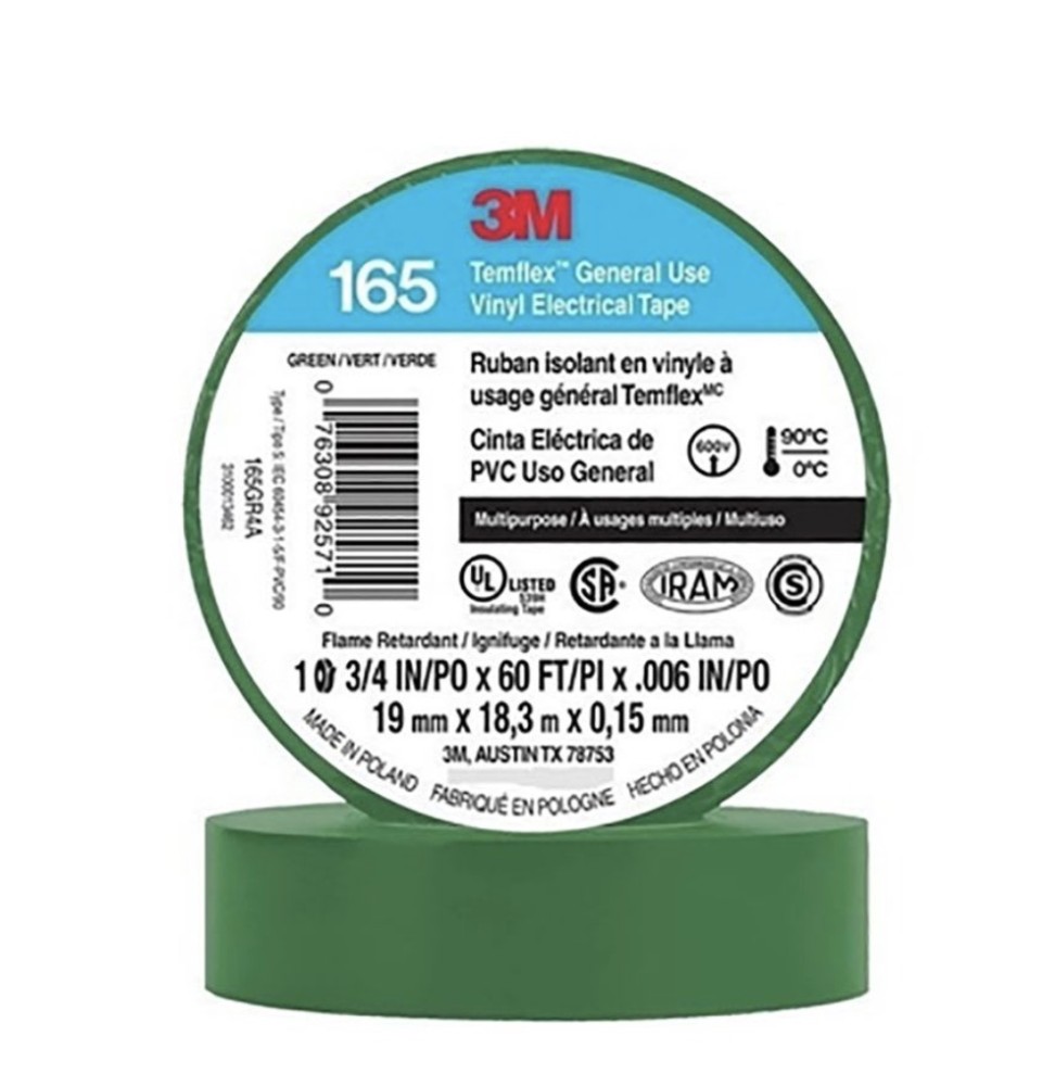 CINTA AISL. TEMFLEX 165 VINILO 3/4"X 18MTS VERDE