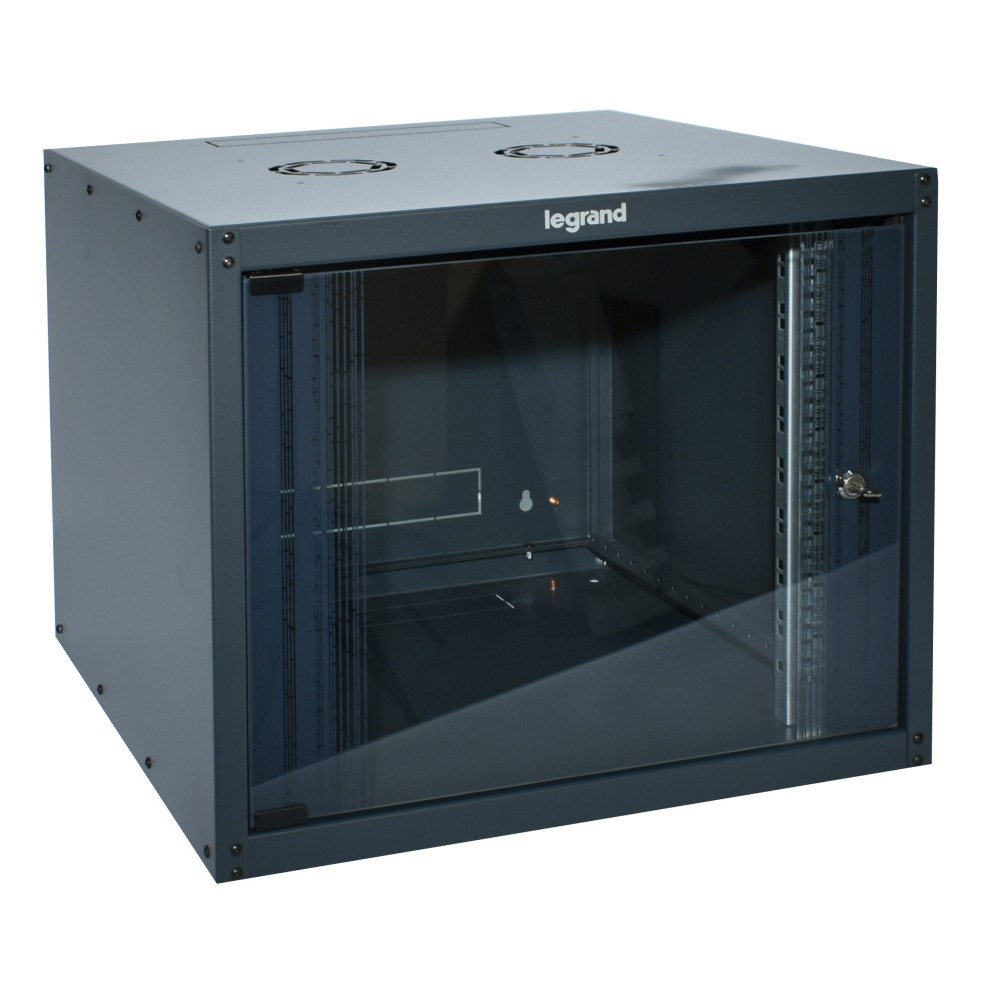GABINETE PARED  9U 492X 600X 19" GRIS (RAL 7016) PUERTA DE VIDRIO LINKEO 646211