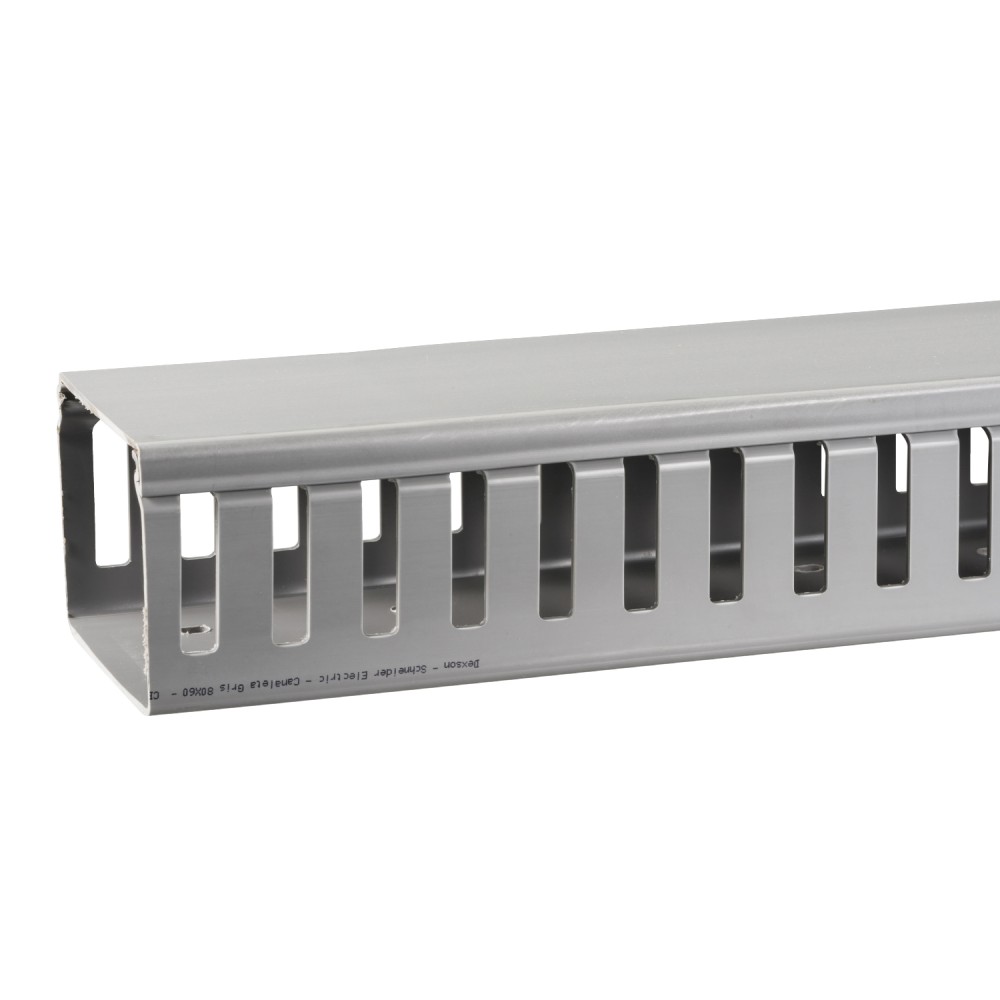 CANALETA RANURADA GRIS  80X60 2M  DEXON  DXN10112