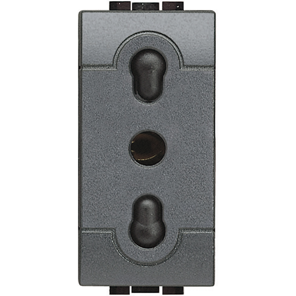 DADO TOMACORRIENTE BIPASO 1 MOD NEGRO 2P+T 16A 250V LIVINGLIGHT L4180
