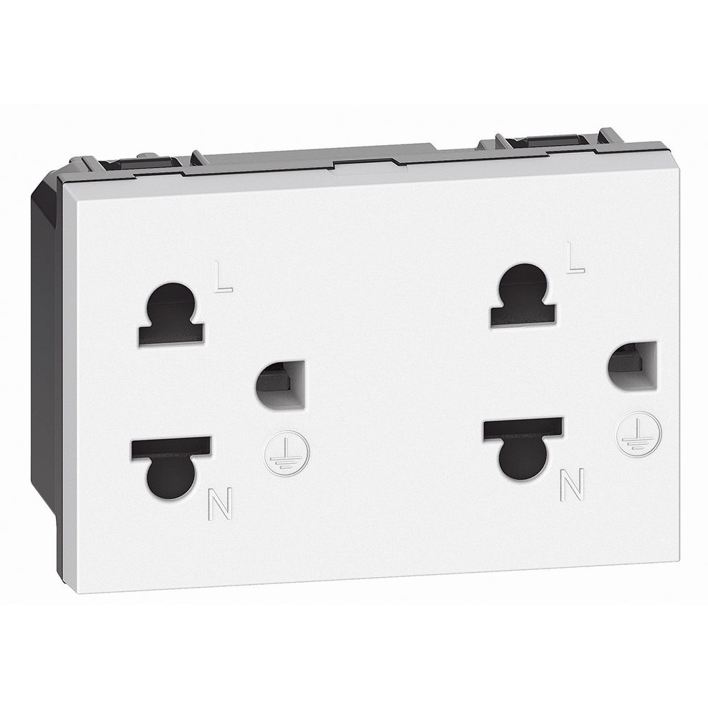 DADO TOMACORRIENTE UNIVERSAL DOBLE 3 MOD BLANCO 2P+T 16A 250V LIVING NOW KW4185