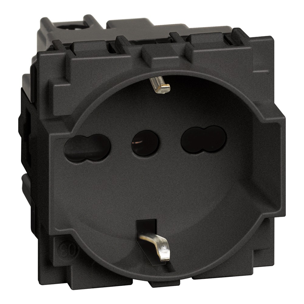 DADO TOMACORRIENTE SCHUKO 2 MOD NEGRO 2P+T 16A 250V LIVING NOW KG4140A16