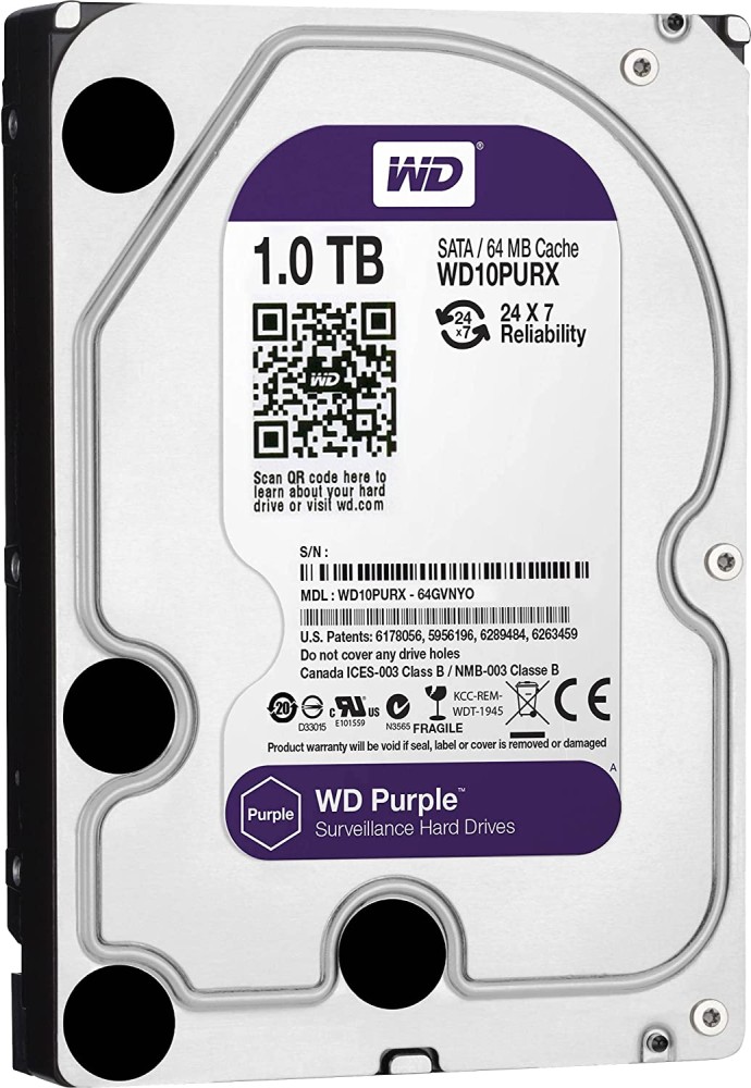 DISCO DURO SERIE PURPURA P/DVR/NVR 1TB WESTER DIGITAL WD10PURX