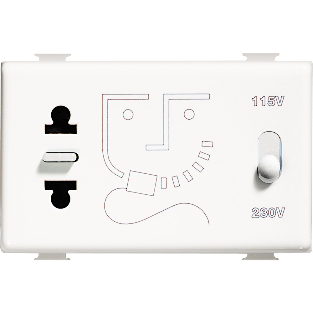 DADO TOMACORRIENTE UNIVERSAL 3 MOD BLANCO 2P 115/230V P/RAZURADOR MATIX AM5460