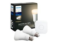 Philips Hue White Starter Kit - Juego de iluminación inalámbrico - bombilla LED x 2 - E27