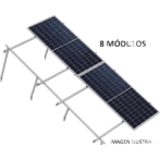 Sistema de Montaje Solar BASEL / 8 Módulos 645W / Configuración 2x4 / Losa Plana / Resistencia 170 km/h / Rieles N-S 4.72m / Inclinación 22°