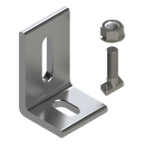 Herraje en L / L Foot / Fijación al Suelo / Aluminio Serie 6000 / Acero Inoxidable / Compatible con N Rail 4.72 / Techos Planos e Inclinados