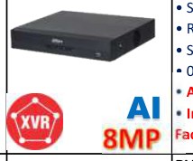 DH-XVR5104HS-4KL-I3/T GRABADOR XVR WIZSENSE SERIE I3 4CH PENTA-BRID 4K LITE, 1 BAHÍA HDD, AUDIO BIDIRECCIONAL POR COAXIAL