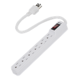Multicontacto con cable 30 cm. 6 tomas 127 Vca línea, tierra, neutro 15 A max.