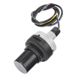 Sensor de nivel ultrasónico sin contacto, alcance de 5.5 m (18 ft), salida 4-20 mA y 4 relés SPST programables, IP68