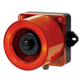 Combinacion de baliza LED color Rojo y sirena electrónica de 31 tonos resistente a la intemperie de volumen máx. 123 dB a 110-220 VCA