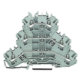 Borna de Paso Triple / 3 Niveles L/L/L / 6 Puntos Conexión / Push-in CAGE CLAMP® / 2.5 mm² / 24 A / 500 V / Aplicaciones Ex e II / Carril DIN 35x15 y 35x7.5