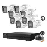 Kit TurboHD 1080p / DVR 8 Canales / 8 Cámaras Bala ColorVu con Microfono Integrado / Fuente de Poder / Accesorios de Instalación