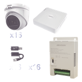 KIT TurboHD 1080p Lite / DVR 16 Canales / 16 Cámaras Eyeball Exterior ( 2.8mm) / Transceptores / Conectores / Fuente de Poder Profesional