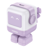 Cargador Mini GaNRobot 30W serie UNO | 1 USB-C de Carga Rápida | Tecnología GaN II | Multiprotocolo PD/QC/SCP/FCA | Carga Inteligente | Pantalla LED | Zapato Magnético Extraíble | Thermal Guard | Color Lila.