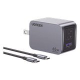 Cargador de 65W serie Nexode Pro | 3 Puertos de Carga Rápida | 2 USB-C | 1 USB-A | Tecnología GaNInfinity | PD3.1 de 65W / QC4.0 | Tecnología de Protección Térmica | Optimiza la Carga | Caja de Aluminio | Incluye Cable U