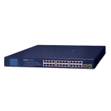 Switch PoE de 24 Puertos Gigabit 802.3af/at con Modo Extendido 250 m, 2 Puertos SFP 1000SX , Pantalla LCD para Configuración Básica, Hasta 300 W para PoE