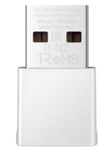 MA30N Adaptador USB MERCUSYS WiFi 5 AC1300 dual band (5GHz/2.4GHz), hasta 1300Mbps, diseño nano, USB 2.0, MU-MIMO, Plug & Play.