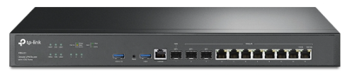 ER8411 TP-Link Router VPN Omada / Puertos: 2×SFP+ 10GE (1 WAN, 1 WAN/LAN), 8×RJ45 Gigabit WAN/LAN / CPU Quad-Core 2.2 GHz / Hasta 10 puertos WAN con balanceo / VPN: SSL, IPSec, PPTP, L2TP, OpenVPN, Wi