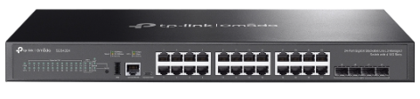 SG5428XF OMADA Switch Administrable L3, 20 puertos SFP Gigabit, 4 puertos Combo RJ45/SFP, 4 puertos SFP+ 10G, capacidad switching 128Gbps, apilable, gestión Cloud Omada.