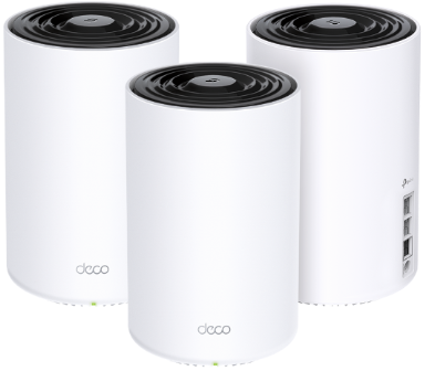 DECO X80(3-PACK) TP-Link Deco Wi-Fi 6 Mesh / AX6000 Dual Band / 5 GHz: 4804 Mbps 2.4 GHz: 1148 Mbps / Puertos: 1×2.5G, 1×Gigabit / AI Mesh, OFDMA, MU-MIMO / HomeShield / App Deco