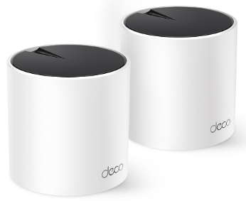 DECO X55(2-PACK) TP-LINK Sistema Mesh WiFi6 dual band AX3000, 574+2402 Mbps, antenas internas, 3xGE, OFDMA, MU-MIMO, HE160, WPA3, HomeShield, AI Mesh.