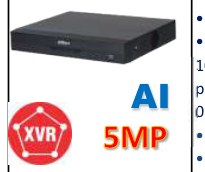 Dahua XVR5104HS-5M-I3 - DVR 4CH PENTAHIBRIDO | H.265+ | 5MP | WIZSENSE | 1 HDD | 4+2CH IP | ONVIF 16.12