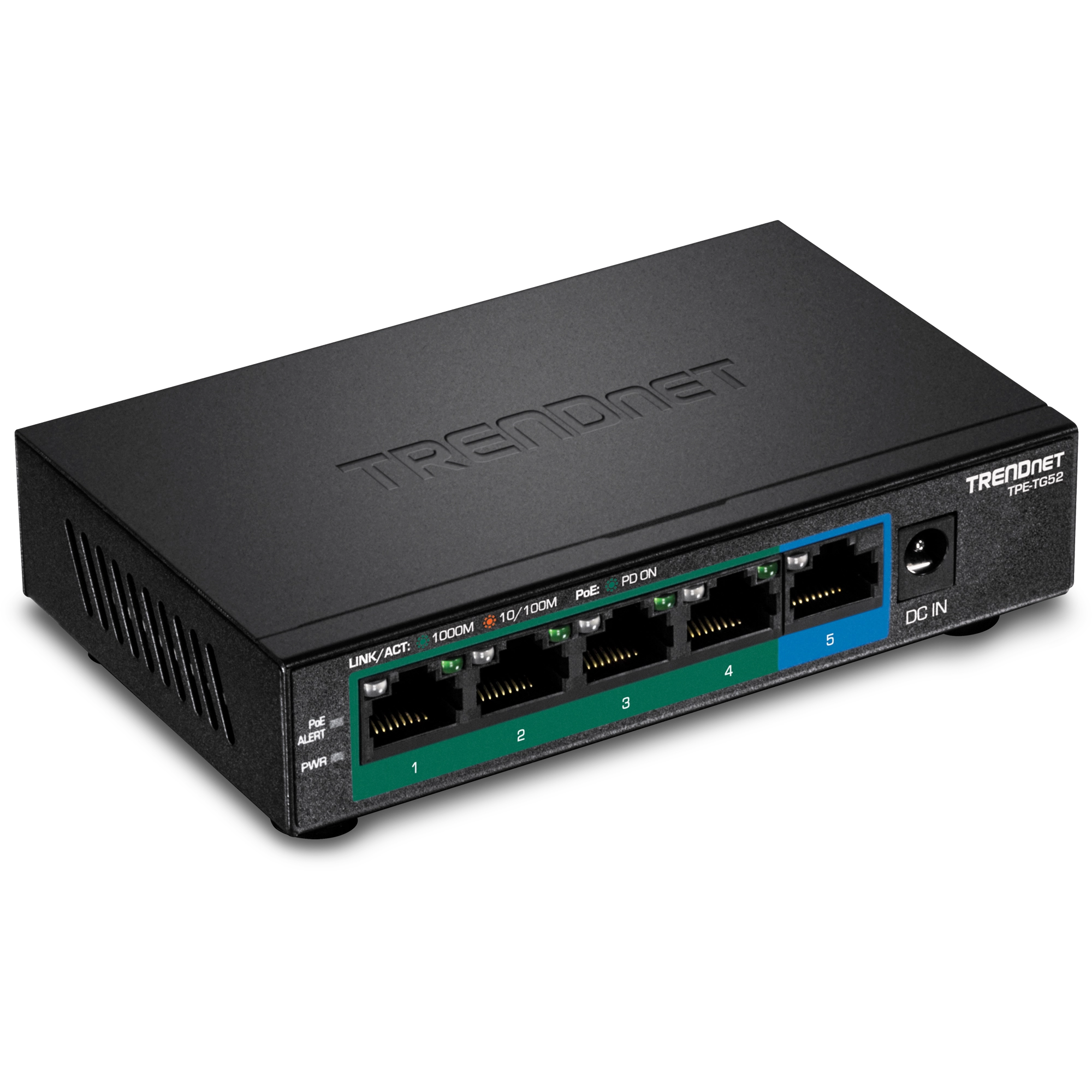 Switch de red TRENDnet de 5 puertos PoE+ Gigabit