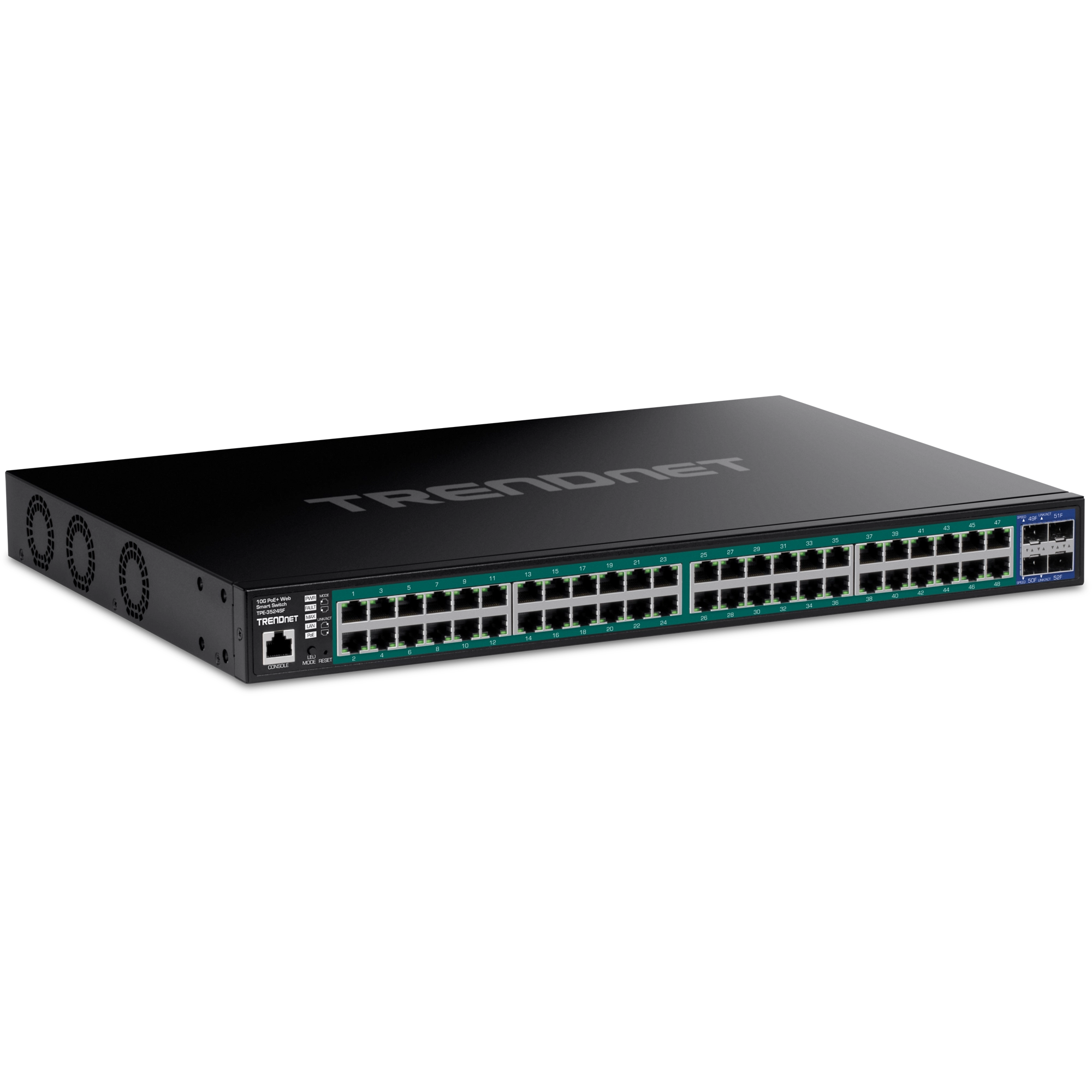 Switch Administrable TRENDnet de 48 puertos PoE+ 740W y 4 puertos SFP+ 10G
