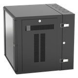 Gabinete PanZone de Montaje en Pared, de 19in, Puerta con Ventana de Seguridad, 12 UR, 635mm de Profundidad, Color Negro