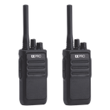 Par de Radios Portátiles Analógicos UHF 400-470 MHz / 2W / 16 Canales / Preconfigurados de Fábrica / VOX Manos Libres / Batería 6-8 hrs c/u / Listos para Usar