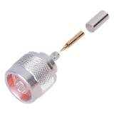 Conector N Macho de Anillo Plegable para Cable LP-195, RG-58/U, Plata/ Oro/ Teflón.