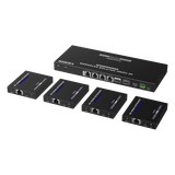 Kit Divisor y Extensor HDMI | 1x4 | Hasta 70 m |Resolución 4K @ 60 Hz | Cat 6/6a/7 | IPCOLOR | CERO LATENCIA | EDID | RS232 | Salida Loop / PoC